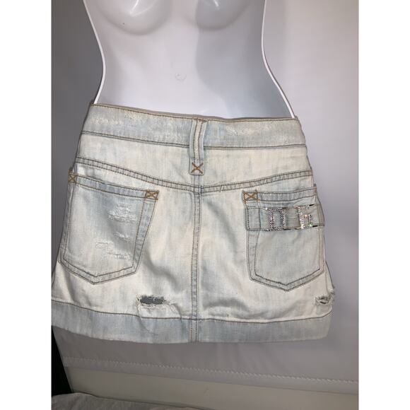 Dolce Gabbana D&G vintage 2000s distressed blue denim micro mini skirt size 38 - Picture 4 of 11